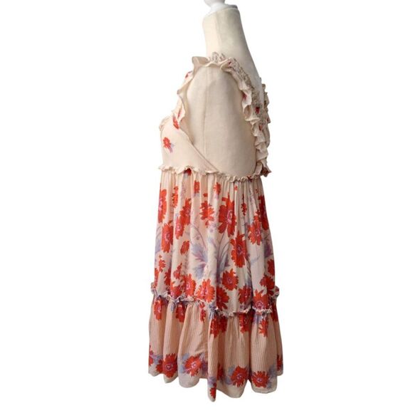 Free People Intimately Women's Mini Dress Bali Wild Daisy Slip Floral Orange S - Picture 6 of 9